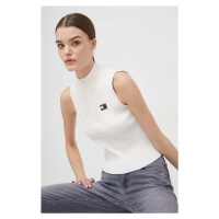 Top Tommy Jeans dámský, béžová barva, s pologolfem, DW0DW17754