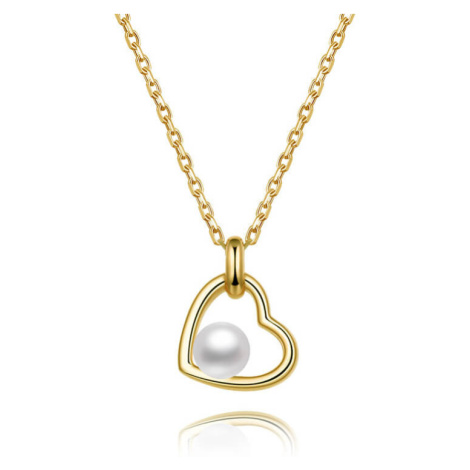 Beneto Pozlacený stříbrný náhrdelník s říční perlou AGS1230/47P-GOLD