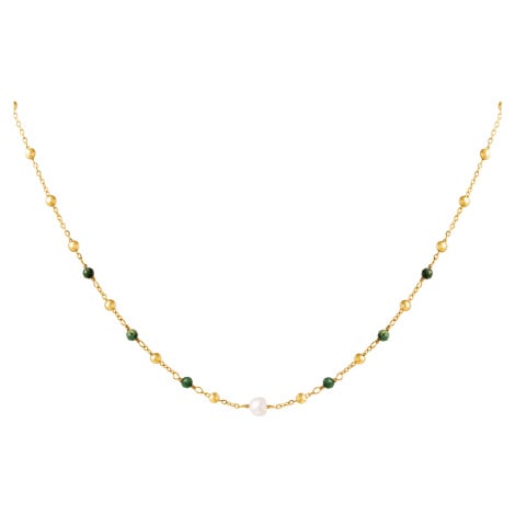 Pozlacený náhrdelník Pearls and beads gold