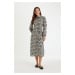 DEFACTO Shirt Collar Patterned Long Sleeve Maxi Dress