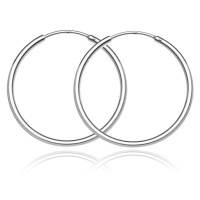 Stříbrné kruhy 925 - jednoduchý lesklý design, 30 mm
