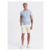 Men's knitted shorts with drawstring and pockets - cream V12 OM-SRBS-0139