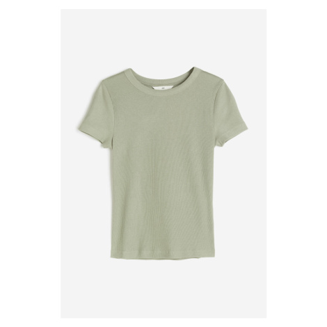 H & M - Žebrované tričko z modalové směsi - zelená H&M