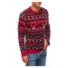 Edoti Men's red Christmas jumper with Norwegian patterns - red