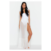 Trendyol White Maxi Knitted Skirt With Accessories