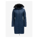 Modrý dámský prošívaný kabát s kapucí s umělým kožíškem Alpine Pro KRESA