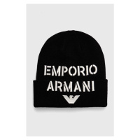Dětská čepice s příměsí vlny Emporio Armani černá barva