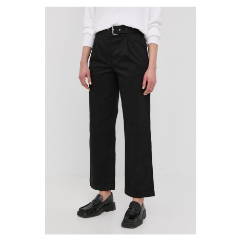 Kalhoty MICHAEL Michael Kors dámské, černá barva, široké, high waist
