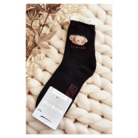 Silné Bavlněné Ponožky S Medvídkem, Černá