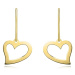 Zlaté náušnice ze žlutého zlata 585 - asymetrické srdce, afroháček