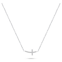 Brilio Silver Stříbrný náhrdelník Křížek se zirkony NCL57W