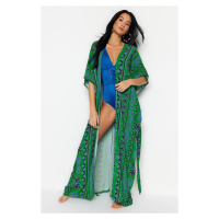 Trendyol Ethnic Patterned Belted Maxi Woven Kimono & Kaftan