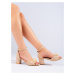 Designové hnědé sandály dámské na širokém podpatku