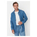 Trendyol Men's Blue Slim Fit Snap Fastener Denim Jeans Shirt