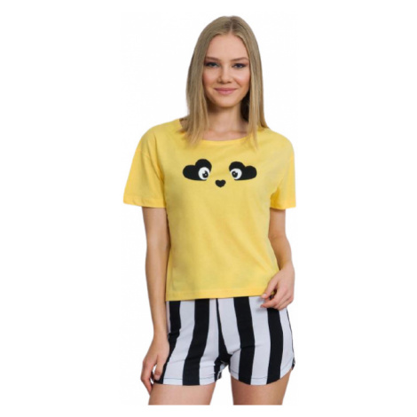 Dámské pyžamo šortky Vienetta Secret Paula | žlutá