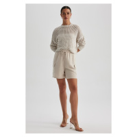 DEFACTO High Waist Short Leg Linen Blended Shorts