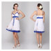 krátké bílé společenské šaty s modrým lemováním