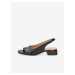 Černé dámské kožené sandálky na nízkém podpatku Caprice