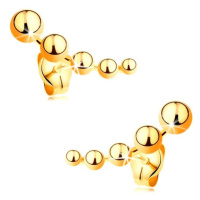 Puzetové náušnice ze žlutého zlata 585 - zmenšující se kuličky