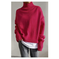 Madmext Mad Girls Pink Turtleneck Sweater