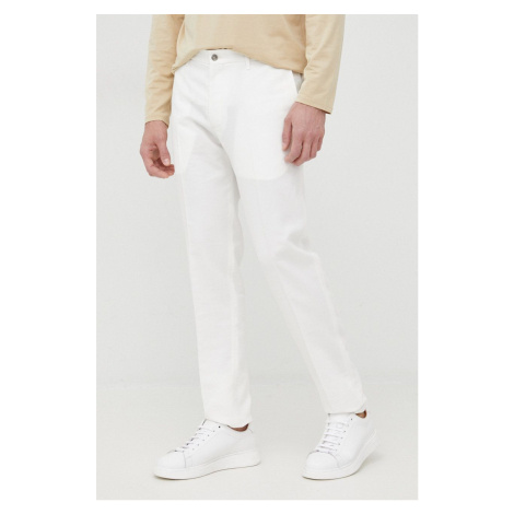 Kalhoty Emporio Armani pánské, bílá barva, jednoduché