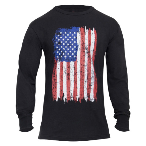 ROTHCO triko BAREVNÁ vlajka USA dlouhý rukáv ČERNÉ