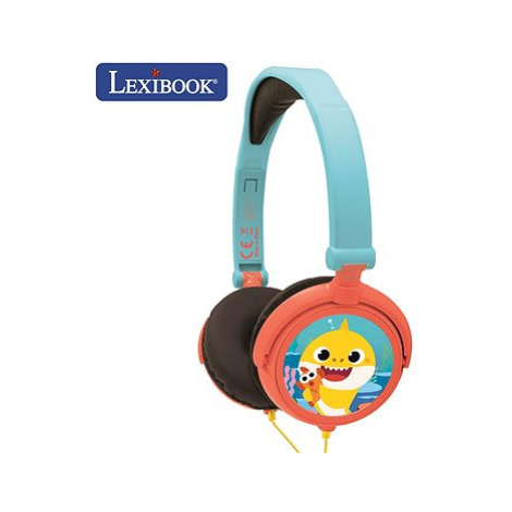 Lexibook Baby Shark Stereo skládací drátová sluchátka s bezpečnou hlasitostí pro děti