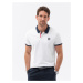 Men's polo shirt with colorful accents - white V2 OM-POSS-0105