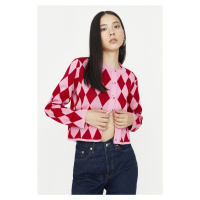 Trendyol Pink Crop Knitwear Cardigan