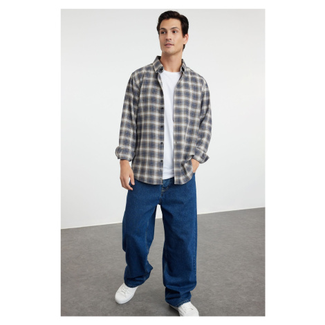 Trendyol Indigo Regular Fit Plaid Patterned Lumberjack Flannel Shirt