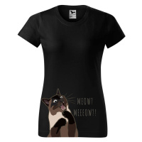 DOBRÝ TRIKO Dámské tričko s potiskem Naštvaná kočka Barva: Černá