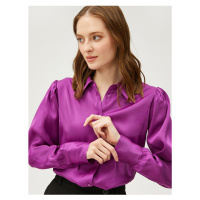 Koton Shoulder Draped Satin Shirt