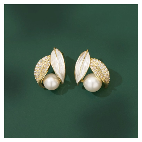 JAY Náušnice s perlou a zirkony Rosaria JAY-0012-SEH13580 Zlatá