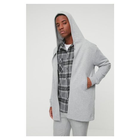 Trendyol Gray Men's Regular Fit Hooded Cardigan