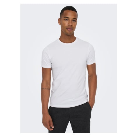 Sada dvou pánských basic triček v bílé barvě ONLY & SONS - Pánské
