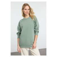 Trendyol Khaki Washed Regular/Normal Pattern Knitted Sweatshirt