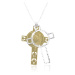 Stříbrný 925 náhrdelník, vyřezávaný kříž s Ježíšem zlaté a stříbrné barvy