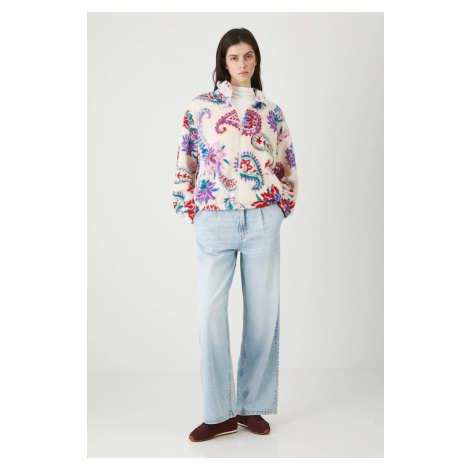 Mikina Medicine dámská, béžová barva, vzorovaná