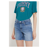 Džínové šortky Tommy Jeans dámské, hladké, high waist, DW0DW18328