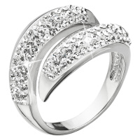 Evolution Group Stříbrný prsten s krystaly Swarovski bílý 35042.1