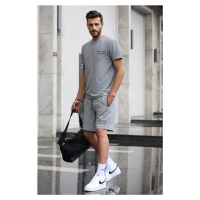 Madmext Men's Dyed Gray Printed Shorts Set 5820