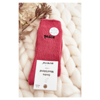 Dámské teplé ponožky s růžovým nápisem