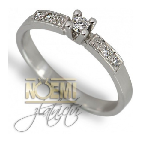 Zásnubní prsten z bílého zlata s diamanty BP0031 + DÁREK ZDARMA