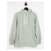 Miss Selfridge longline hoodie in sage-Green