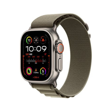 Apple Watch Ultra 2 49mm titanové pouzdro s olivovým alpským tahem - Large