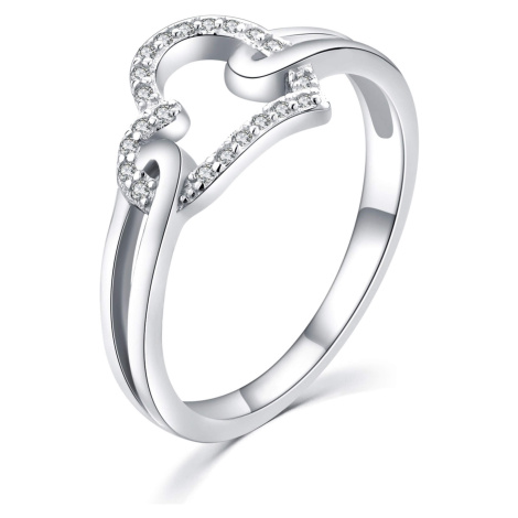 MOISS Romantický stříbrný prsten se zirkony Srdce R000210