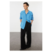 Trendyol Blue Shoulder Flounce Woven Shirt