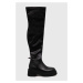 Kozačky Tommy Jeans TJW OVER THE KNEE BOOTS dámské, černá barva, na platformě, EN0EN02254