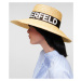 Klobouk karl lagerfeld essential logo raffia hat hnědá