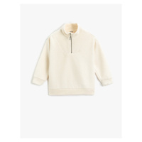 Koton Soft Textured Basic Sweatshirt Half Zipper High Neck Long Sleeve